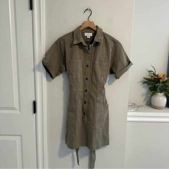 NWT Tuckernuck Velvet by Graham & Spencer Green Button Front Mini Dress Small - Picture 12 of 14